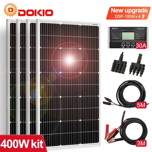 Dokio 18V 100W 200W 400W Wasserdicht Neue Starre Solar Panel Set Controller Für Home Ladung 12V Auto Batterie Monokristalline China